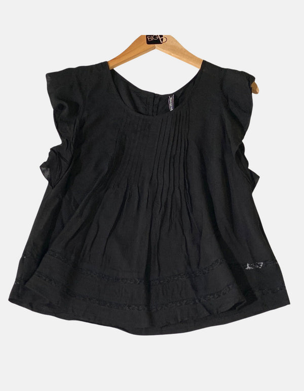 Women's Ruffled Sleeve Pintuck Blouse